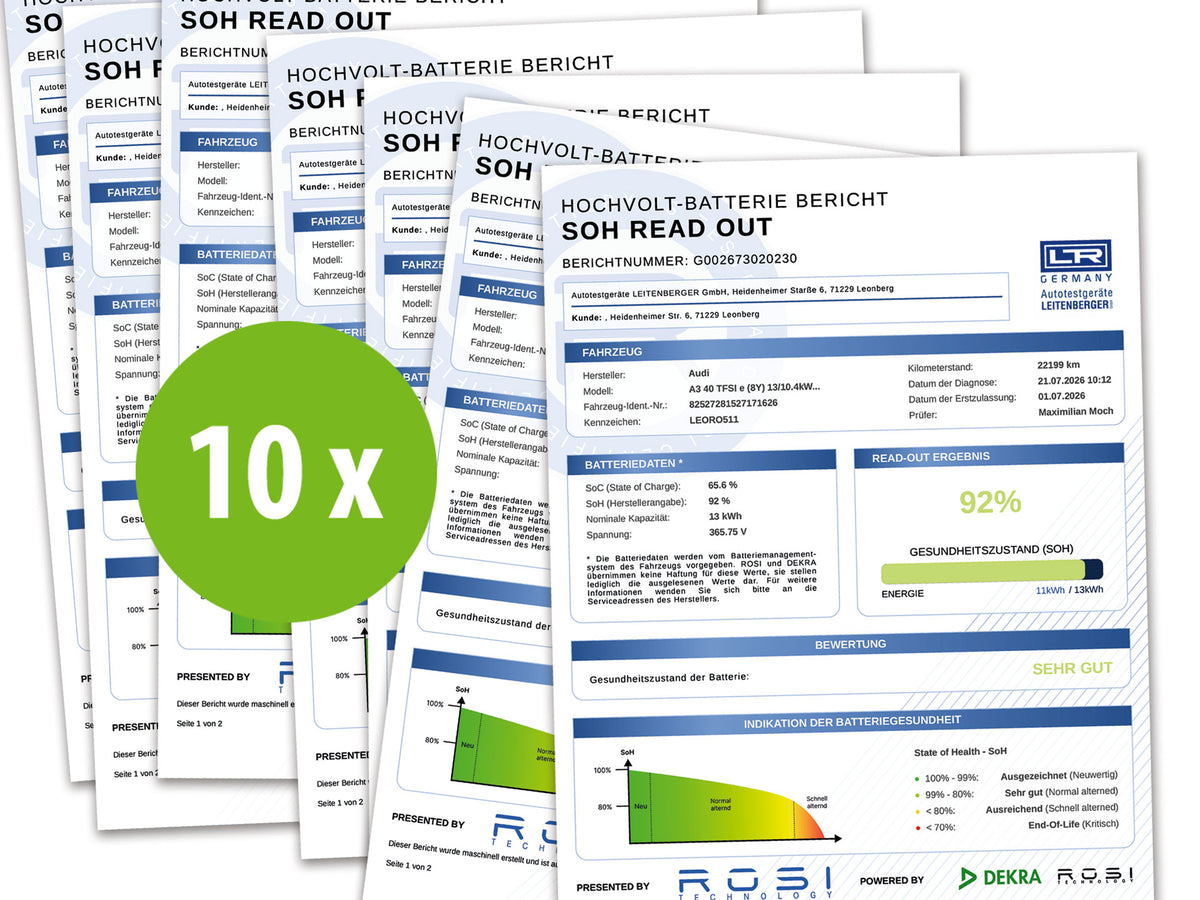 Prüfkontingent 10 Batterietests "SoH Read-Out"