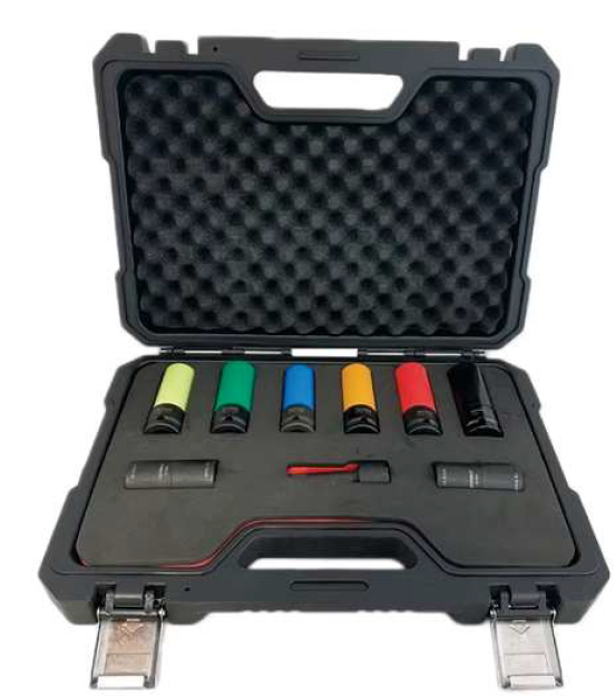 Wheel bolt socket set, 9-piece