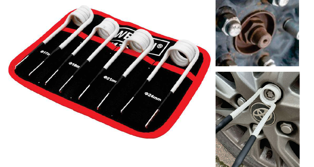 Kit de bobines d'induction pour boulons de roue, 4 pièces, 17-19-21-24 mm